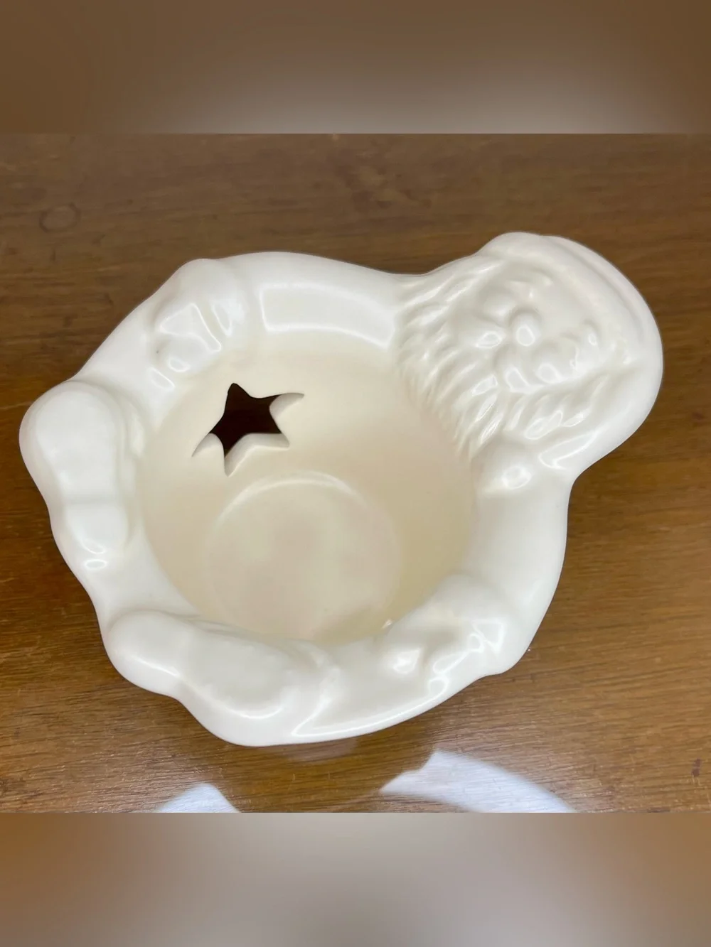 Vintage Pfaltzgraff Nordic Christmas Santa & Reindeer, Votive Candle Holder, 90s